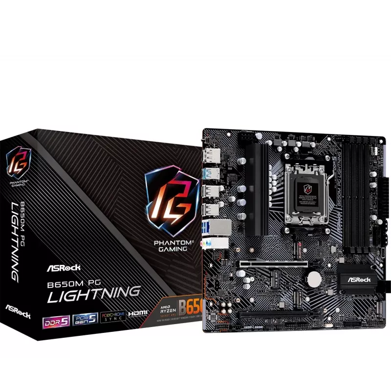 ASRock B650M PG Lightning AM5 Micro-ATX pagrindinė plokštė