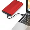 Išorinis dėklas HDD/SSD QOLTEC 51860 2.5 colio SATA III, USB Type-A, 5 Gbit/s, aliuminis, raudonas