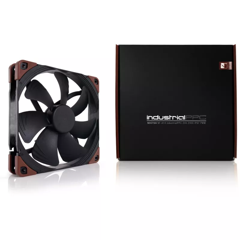 Ventiliatorius Noctua NF-A14 INDUSTRIALPPC-2000 PWM, 140x25 mm, 12V, PWM, 500–2000 RPM, 182,5 m³/h, IP52, SSO guolis