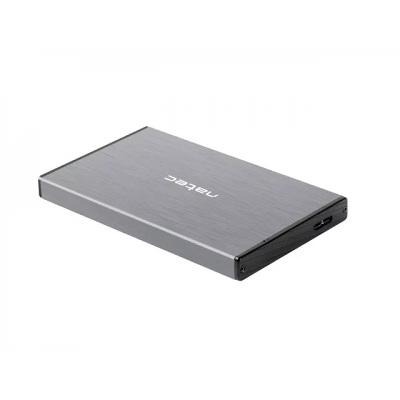 Išorinis HDD/SSD korpusas NATEC Rhino GO — 2,5 colio SATA, 9,5 mm, USB 3.0, aliuminis, pilkas, iki 4 TB