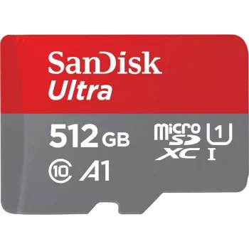 SanDisk microSDHC Ultra 512GB (UHS-1/Cl.10/100MB/s) + adapteris, planšetiniam kompiuteriui (00215485)