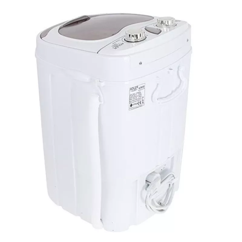 Skalbimo mašina su viršutiniu pakrovimu Adler AD 8055, nešiojama, 3 kg talpa, kreminė, sukamoji valdymo rankenėlė, 150 W