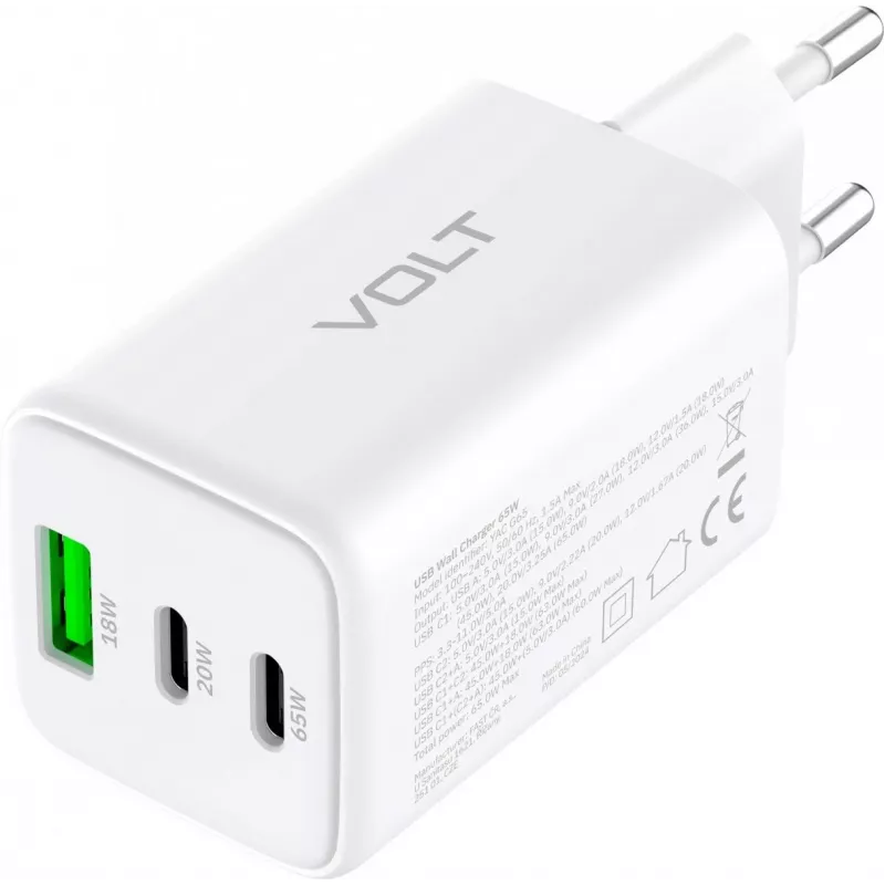 YENKEE YAC G65 WH VOLT USB C 65W 3A Power Deli