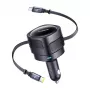 Automobilinis įkroviklis Baseus Enjoyment Max 60W su USB-C ir Lightning laidais, dviejų prievadų greitasis įkrovimas