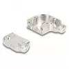 Kabelio gaubtas DELOCK D-Sub 9 kontaktų kištukui/lizdui su metaliniu laikikliu 90° kampu, sidabrinis, 33×47×16 mm
