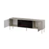 Spintelė televizoriui su židiniu Cama Meble TRESSE 180x40x54,5 cm – juodas rėmas, kashmyro matinis viršus