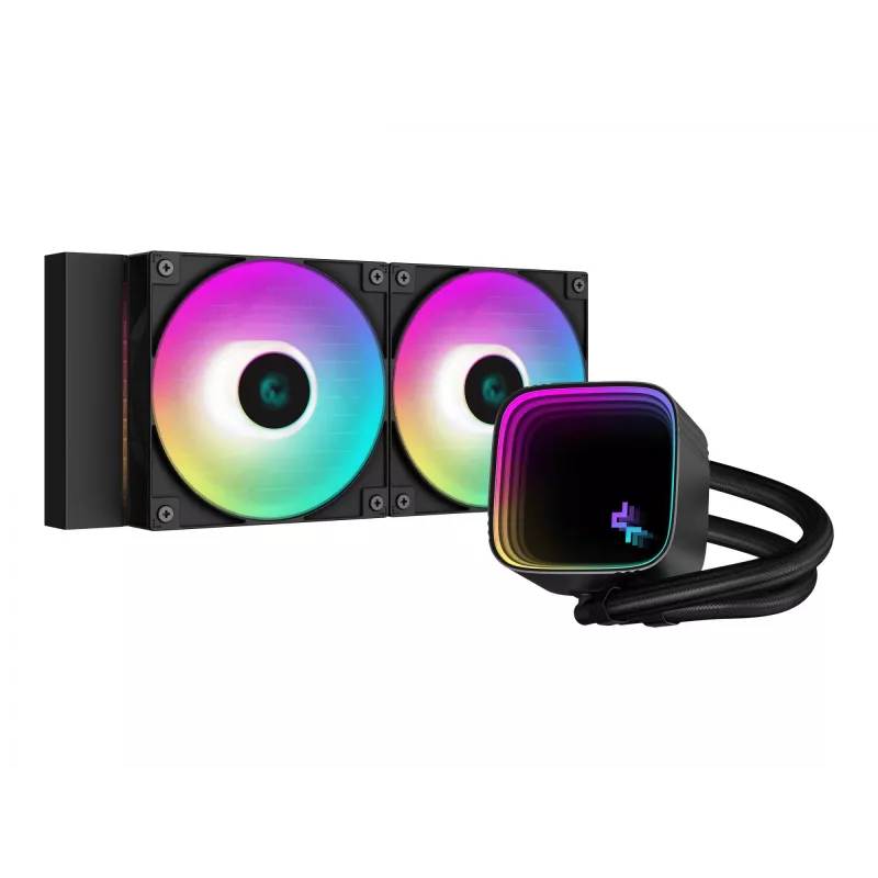 All-in-one skysčio aušintuvas DeepCool LS520 SE — 3x 120 mm ventiliatoriai, 280x120x27 mm aliumininis radiatorius, 41 cm žarnos, varinė bazė, RGB