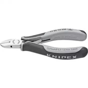 Knipex elektronikos šoniniai pjaustytuvai, l.115 mm, forma 0, nuožulna taip, mažas veidrodinis poliravimas