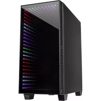 Korpusas INTER-TECH X-608 INFINITY MICRO, microATX, RGB, priekinis ir šoninis grūdintas stiklas, be maitinimo šaltinio
