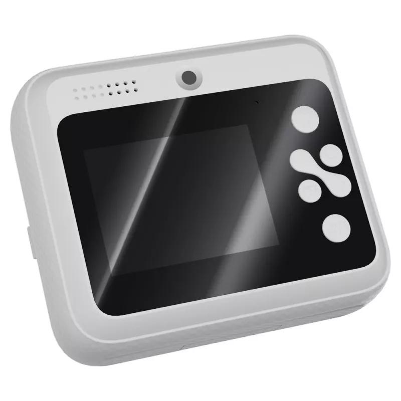 Momentinė spausdinimo kamera SAVIO AN-01 vaikams, balta, 2,4 colio LCD, MicroSDHC iki 32 GB, USB-C, 1200 mAh baterija, be įmontuotos blykstės
