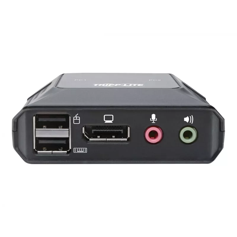 Tripp Eaton Tripp Lite serijos 2 prievadų DisplayPort 1.1 / USB KVM jungiklis su garsu/vaizdu, įmontuotais kabeliais, USB periferinių įrenginių bendrinimu