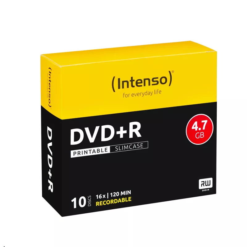 INTENSO DVD+R 4.7 GB 16x spausdinamas 10 vnt. plonas dėklas, 120 mm