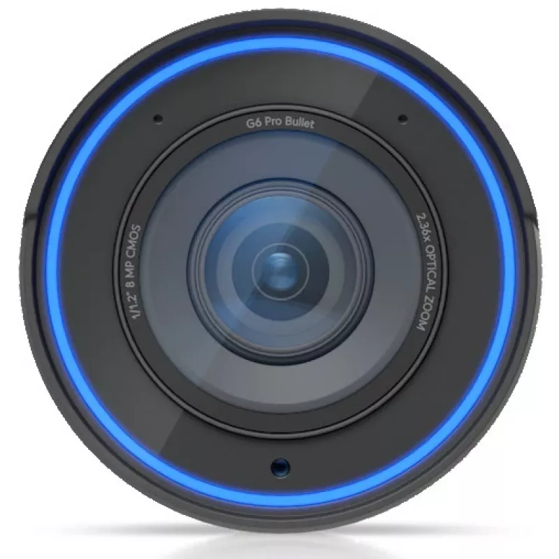 IP apsaugos kamera UBIQUITI G6 Pro Bullet — 4K (3840×2160), laidinė, vidaus/lauko, 1/1,2 colio CMOS, 5,9–13,8 mm, 2,36x optinis priartinimas, lubų/sienos/stulpo montavimas