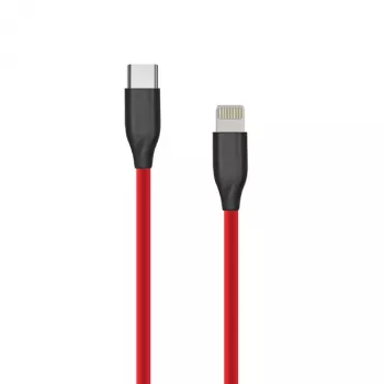 USB Type-C – Lightning silikoninis kabelis, 1 m, raudonas
