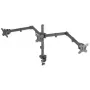 Manhattan Triple stalinis laikiklis televizoriams ir monitoriams, 10 inch–27 inch, spaustuvinis, VESA 75x75 ir 100x100 mm, iki 7 kg vienam, juodas, laikiklis, viso naudojimo garantija