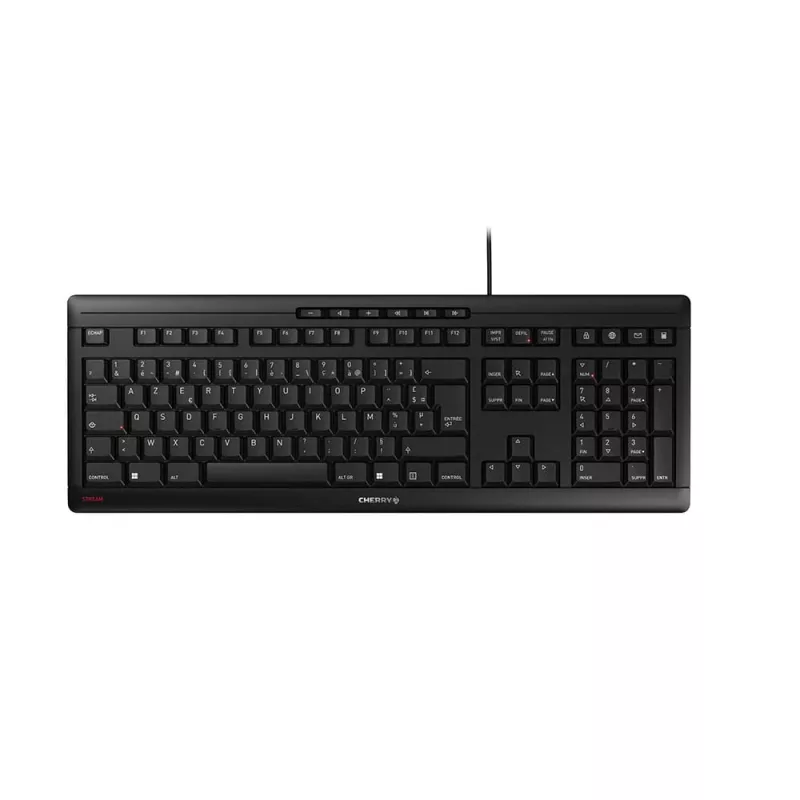 Contour Design Stream Keyboard, pilno dydžio (100%), laidinė, USB, mechaninė, AZERTY, juoda