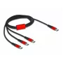 USB įkrovimo laidas DeLOCK 3 in 1 USB Type-C į 3 x USB Type-C 1 m juodas/raudonas