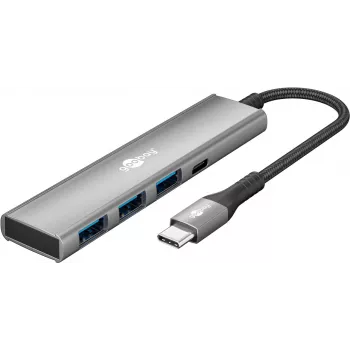 Goobay Slim 4-Port USB Hub USB-C į USB-A 5 Gbit/s - 1x USB-C, 3x USB-A (76562)