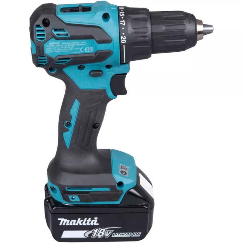 Akumuliatorinis smūginis gręžtuvas-suktuvas Makita DHP490Z, 18 V (mėlynas/juodas, be akumuliatoriaus ir įkroviklio)