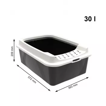 Atviras kraiko dėklas Rotho Bonnie Cat 572×393×209 mm, technopolimeras, 30 l, juoda/pilka
