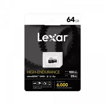 microSD High Endurance atminties kortelė 64GB C10 A1 U1 V30 100/35MB/s LEXAR