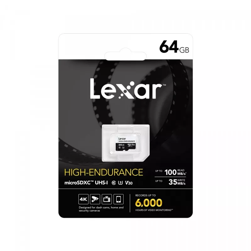 microSD High Endurance atminties kortelė 64GB C10 A1 U1 V30 100/35MB/s LEXAR