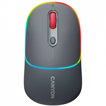 Belaidė pelė Canyon MW-22 2in1 RGB pilka – Bluetooth/RF – 1600 dpi – įkraunama