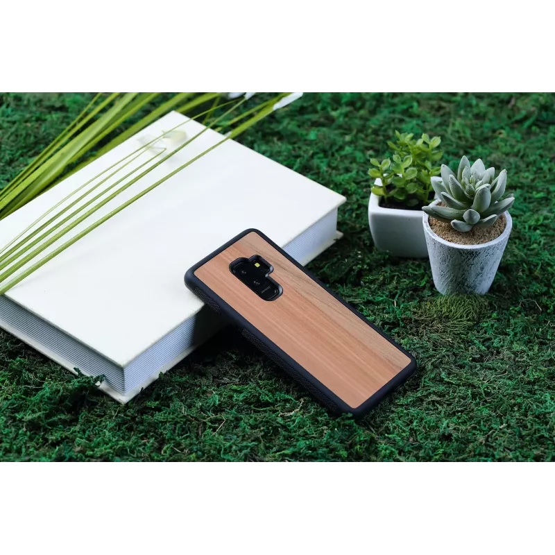 Apsauginis dėklas Samsung Galaxy S9 Plus, medinis, man and wood, kapučino juoda