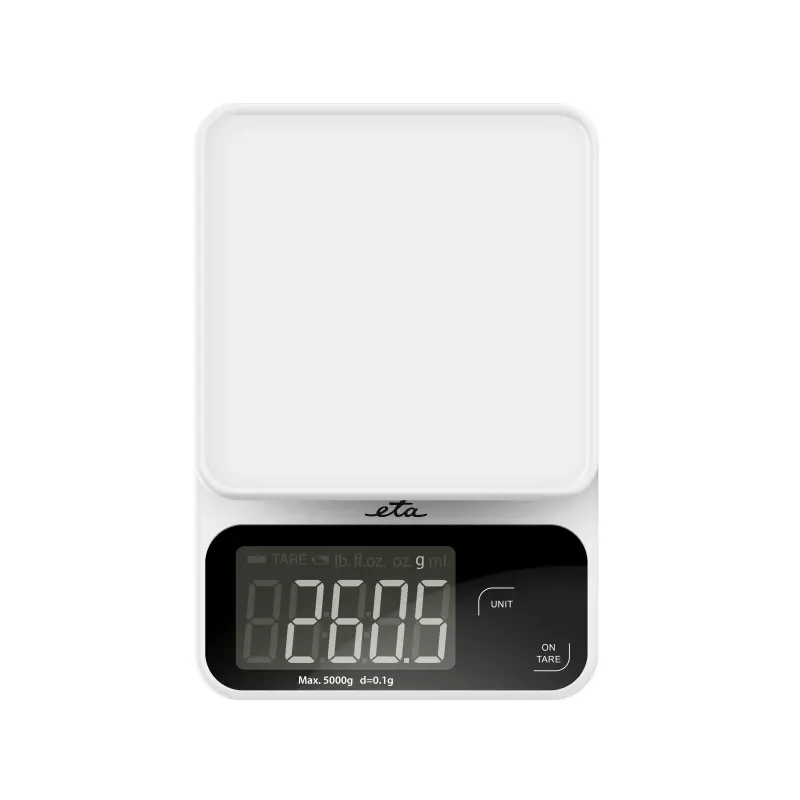 Virtuvinės elektroninės svarstyklės ETA POPI White – 5 kg, 1 g, LCD