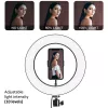 Maclean MCE610 10 colių 12W LED žiedinė šviesa su trikoju ir Bluetooth nuotolinio valdymo pulteliu, 3 spalvų temperatūros, 10 ryškumo lygių (10–100%), 160 LED, išmaniojo telefono laikiklis