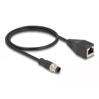 DeLOCK M12 adapterinis kabelis D-koduotas 4 kontaktų kištukas į RJ45 lizdą 50 cm