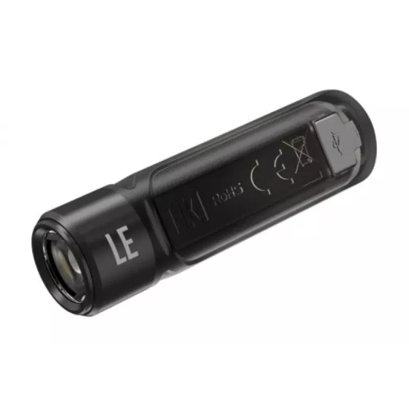 Rankinis žibintuvėlis Nitecore TIKI LE — 300 lm, įkraunamas per USB, polikarbonatas, IP66, atsparus smūgiams, 10,5 g, 55 mm, Juoda