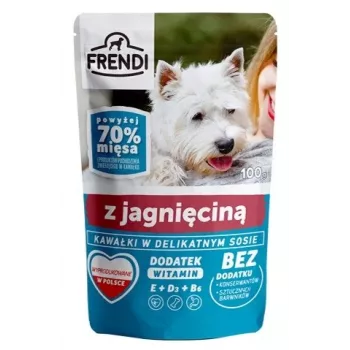 FRENDI gabaliukai švelniame padaže su ėriena – šlapi šunų ėdalas – 100 g