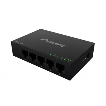 LANBERG DSM1-1005 tinklo jungiklis 5x 1 Gb/s nevaldomas darbalaukio, metalinis korpusas, 12V