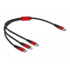 USB įkrovimo laidas DeLOCK 86710 3 in 1 USB Type-C / Lightning / Micro USB 30 cm juodas raudonas