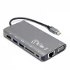 UNITEK uHUB O8+ 8-in-1 USB-C stotelė, pilka, aliuminis, 100W PD