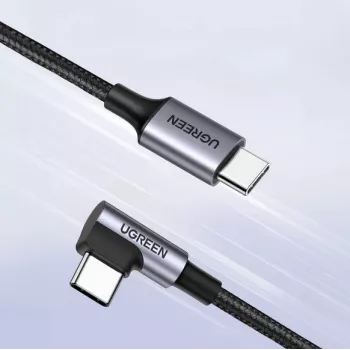 Ugreen USB-C (tiesus) / USB-C (kampuotas) PD QC 60W 3A 0.5m US255 (pilka)