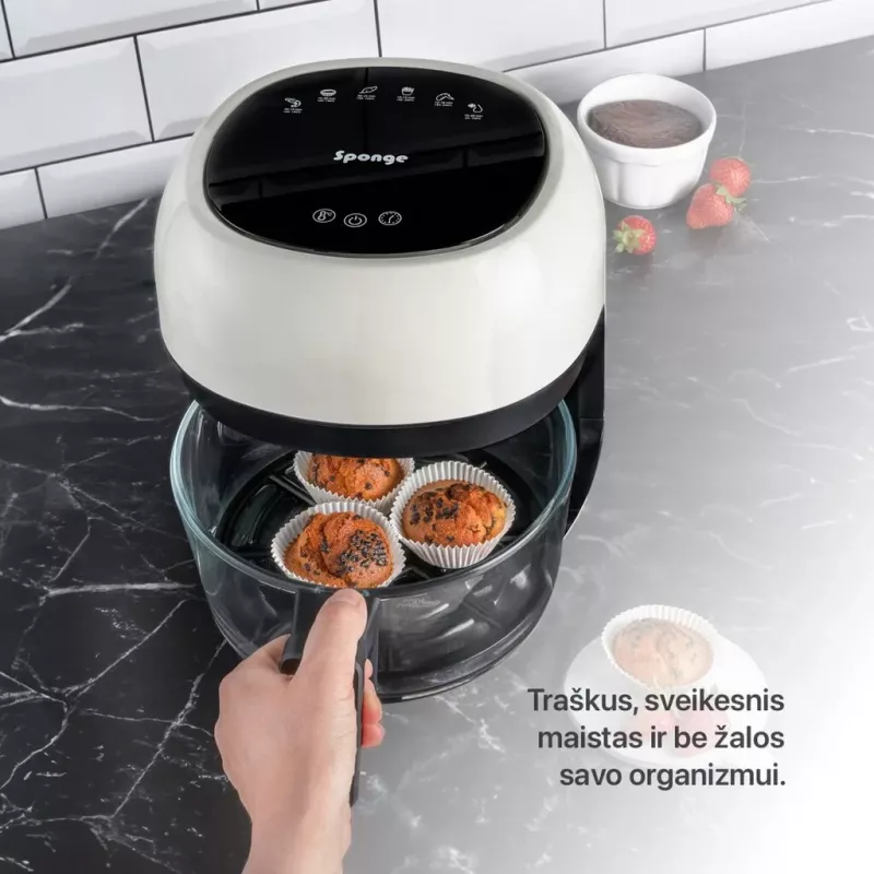 Deep Fryer Sponge Air Fryer Glass 4L Transparent Design