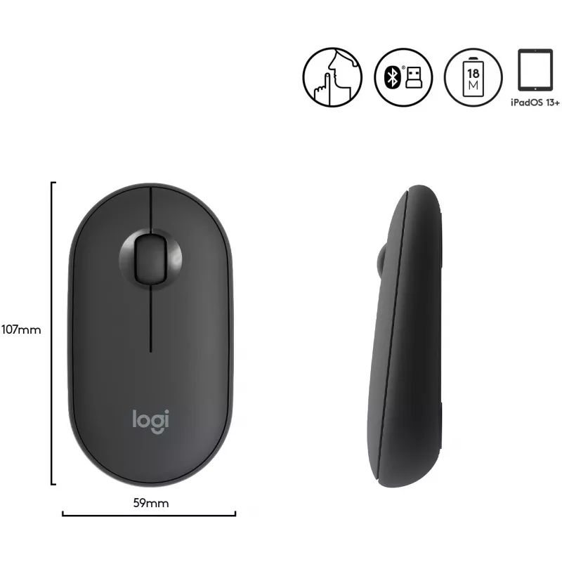 PELĖ OPTINĖ BELAIDĖ LOGITECH PEBBLE M350 GRAFITINĖ 910-005718