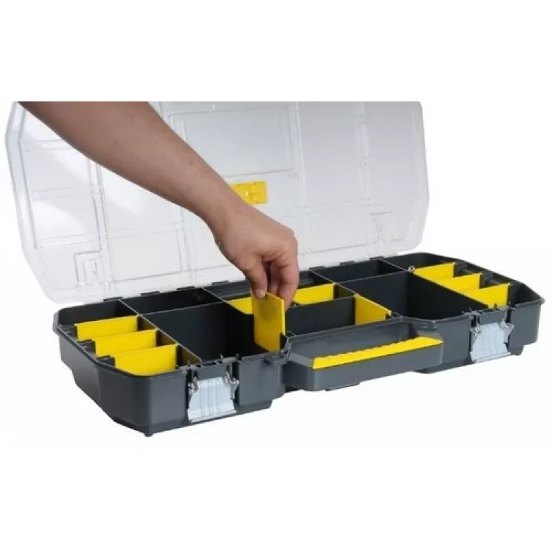 Stanley 1-97-514 dėžutė smulkioms detalėms/įrankiams juoda, permatoma