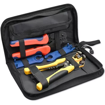 Qoltec saulės įrankių rinkinys suderinamas su MC4 jungtimis | Crimper + automatinis vielos nuėmiklis