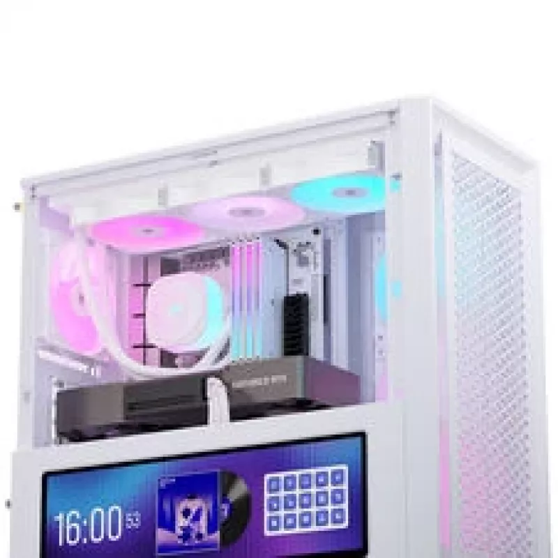 Corsair FRAME 4000D LCD RS kompiuterio korpusas, Midi-Tower, ATX, ARGB, Grūdintas stiklas - Baltas