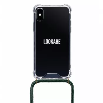 Telefono dėklas-pakabukas Lookabe iPhone X / Xs – auksinis su žalia juostele