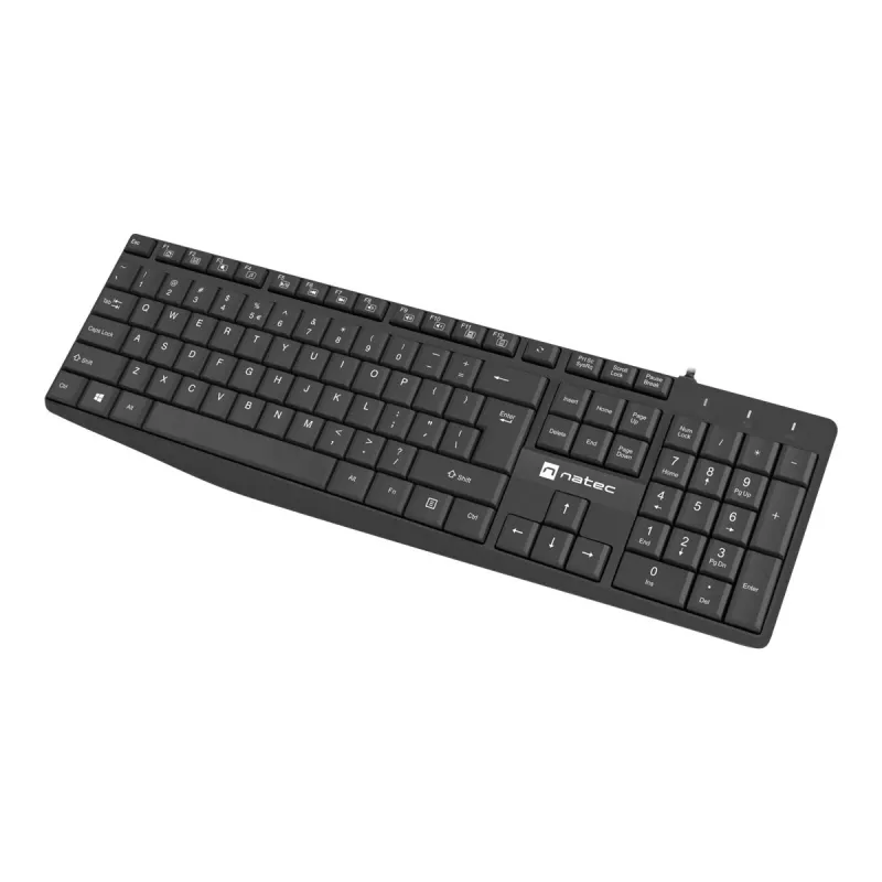 Vielinė pilno dydžio klaviatūra NATEC NAUTILUS NKL-1950 — USB, QWERTY US International, 105 klavišų, Juoda