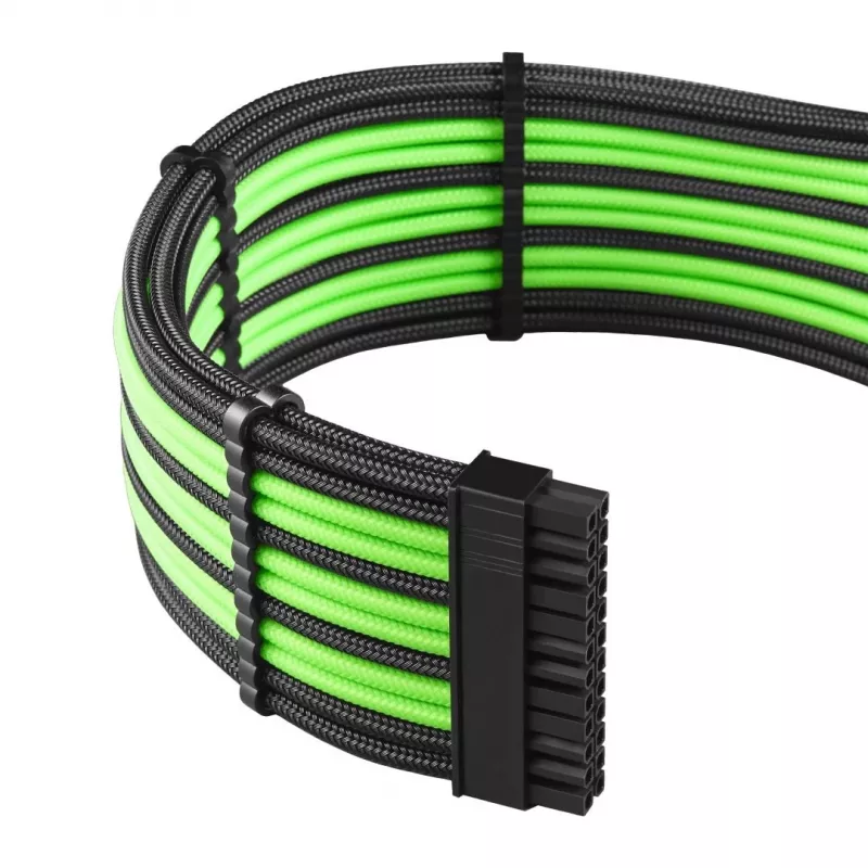 Vidinis maitinimo kabelių rinkinys CableMod CM-PCSR-FKIT-NKKLG-R, juoda/žalia, ModMesh, Corsair RMi/RMx/RM (Black Label)