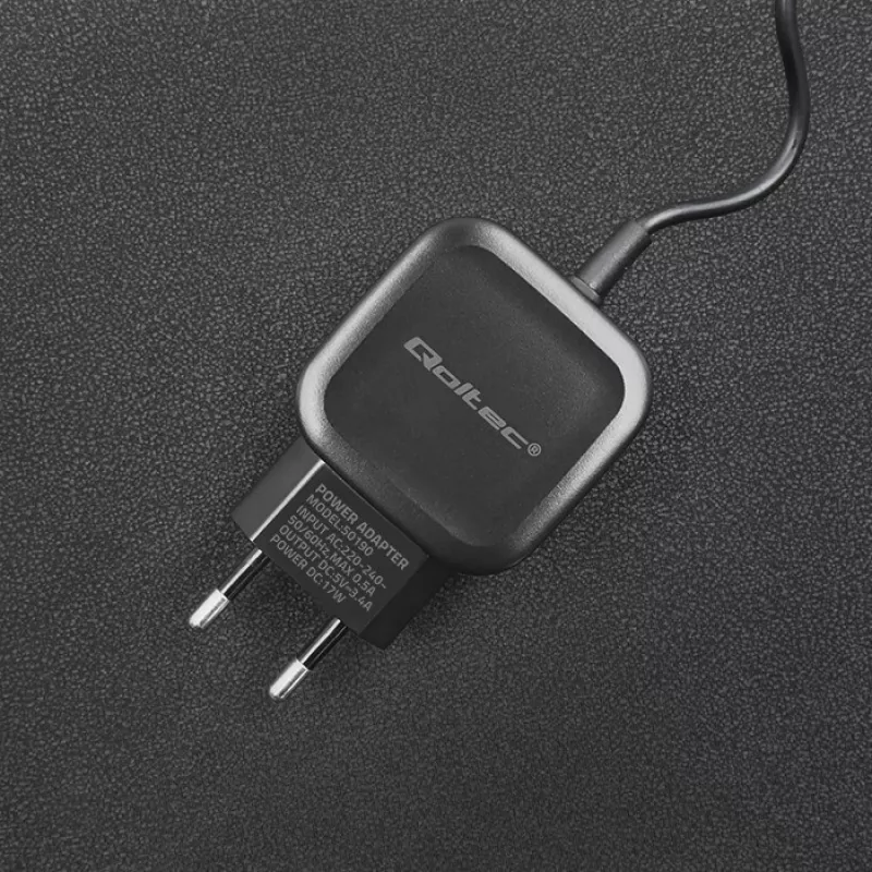 Qoltec 50190 Mobiliojo įrenginio įkroviklis iš tinklo, 3.4 A, USB, USB-C laidas