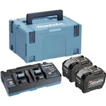 MAKITA 191Y97-1 – Maitinimo šaltinio rinkinys, tinkamas XGT įrenginiams (40V XGT ličio jonų | sudaro 2x BL4080F baterija 8,0 Ah, DC40RB dvigubas greitasis įkroviklis, nešiojimo dėklas)