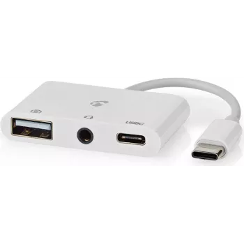 Nedis CCGB64790WT01 nešiojamojo kompiuterio dokų stotelė ir prievadų replikatorius, laidinis, USB 2.0 Type-C, balta (CCGB64790WT01)