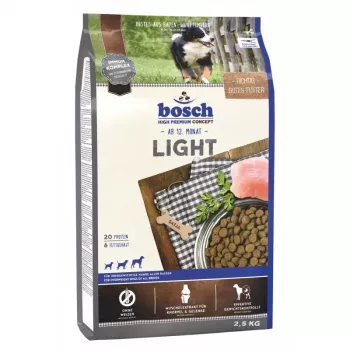 Sausas šunų ėdalas Bosch LIGHT 2,5 kg — Veterinarinė dieta suaugusiems šunims, vištiena, 20% baltymų, 6% riebalų, 7% skaidulų