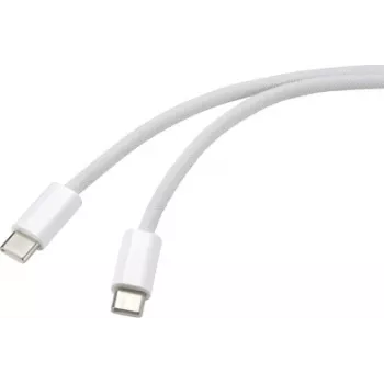 Renkforce USB-C® laidas, USB-C® kištukas – USB-C® kištukas, 1.00 m, baltas, vytos poros, RF-6056882